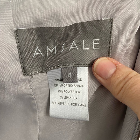 Amsale One Shoulder Brides Maid Dress Gown Size 4 Gray Prom Winter Formal - Picture 4 of 6